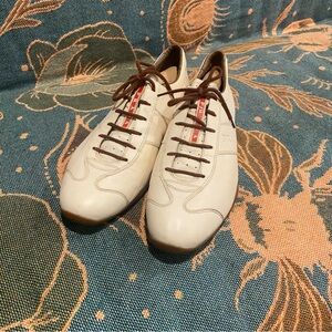 Prada Leather Low Trainers Cream in very good condition men size 10.5